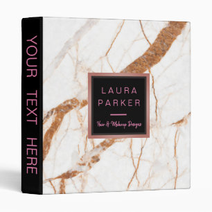 Elegant Rose Gold  Black Marble Trendy Binder