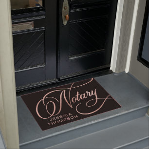 Elegant Rose Gold & Black Notary Loan Agent   Doormat