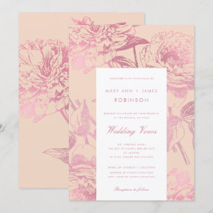 Elegant Rose Gold Blush Floral Wedding Vow Renewal Invitation