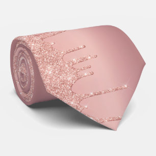 Elegant Rose Gold Blush Glitter Sparkle Neck Tie