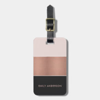 ELEGANT ROSE GOLD BLUSH PINK COPPER  BLACK STRIPS