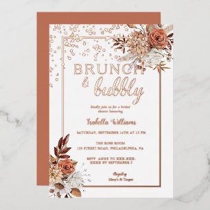 Elegant Rose Gold Boho Bridal Shower Foil Invitati