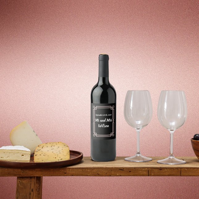 Elegant Rose Gold Border on black Wine Labels (Creator Uploaded)