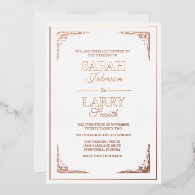 Elegant Rose Gold border Traditional Wedding  (Envelope)