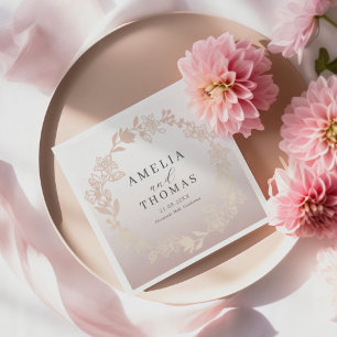 Elegant Rose Gold Botancial Wreath Wedding Napkin