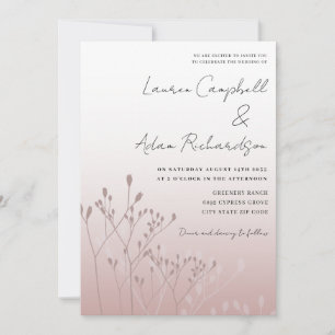 Elegant Rose Gold Botanical Wedding Invitation