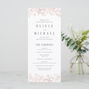 Elegant rose gold botanical wedding program