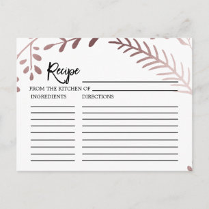 Elegant Rose Gold Bridal Shower Recipe Cards