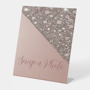 Elegant Rose Gold Bridal Shower Snap a Photo Pedestal Sign