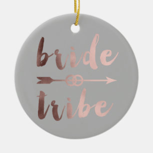 elegant rose gold bride tribe arrow wedding rings ceramic ornament