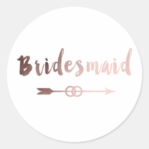 elegant rose gold bridesmaid arrow wedding ring classic round sticker