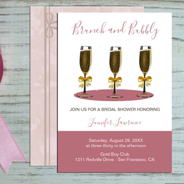 Elegant Rose Gold Brunch and Bubbly Bridal Shower Invitation (Creator Uploaded)