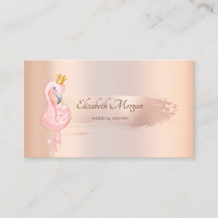 Elegant Rose Gold Brush Stroke,Flamingos Business Card