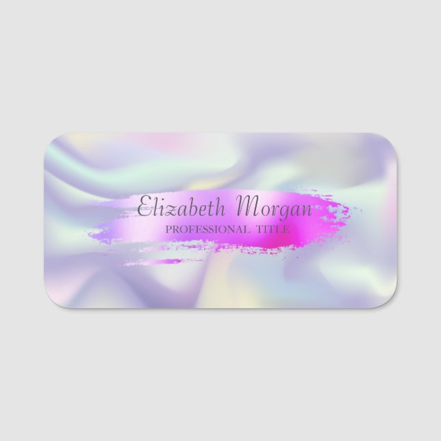 Elegant Rose Gold Brush Stroke,Ombre Name Tag (Front)