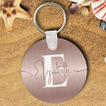 Elegant Rose Gold Brushed Metal Girly Monogrammed Keychain<br><div class="desc">Elevate your everyday essentials with our Elegant Rose Gold Brushed Metal Girly Monogrammed Keychain! Personalize this stylish accessory with your monogram elegantly presented in white on a chic rose gold brushed metal pendant. Whether for keys or a fashionable addition to your bags, this keychain adds a touch of sophistication to...</div>