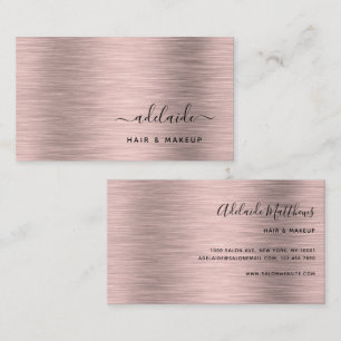 Elegant Rose Gold Brushed Metallic Monogram Name Business Card