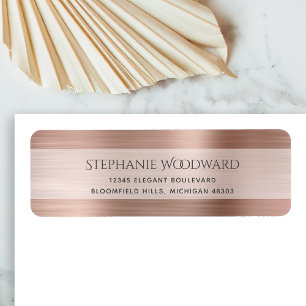 Elegant Rose Gold Brushed Metallic Return Address
