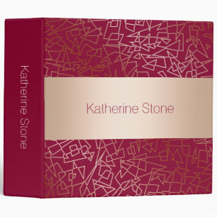 Elegant rose gold & burgundy geometric pattern binder