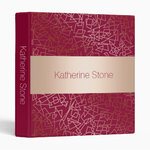Elegant rose gold & burgundy geometric pattern binder