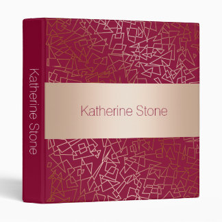 Elegant rose gold & burgundy geometric pattern binder