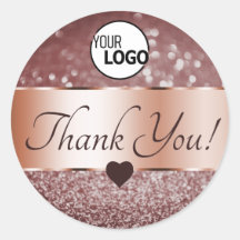 Elegant Rose Gold Burgundy Glitter Stars Thank You
