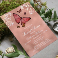 Elegant Rose Gold Butterfly Floral Bridal Shower