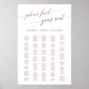 Elegant Rose Gold Calligraphy 200+ Seating Chart