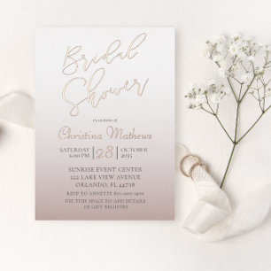 Elegant Rose Gold Calligraphy Bridal Shower Foil I
