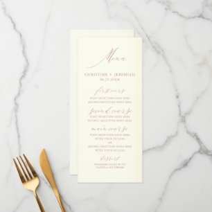 Elegant Rose Gold Calligraphy Champagne Wedding Menu