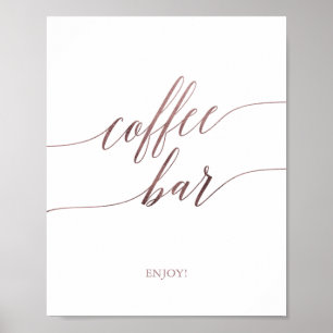 Elegant Rose Gold Calligraphy Coffee Bar Sign