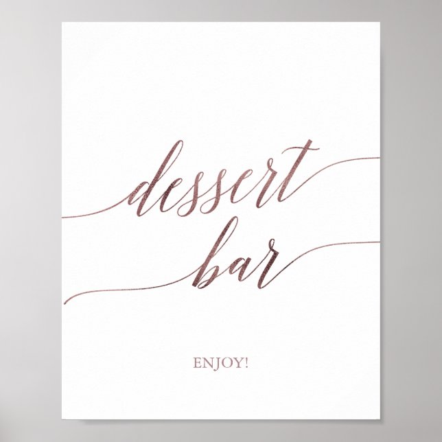Elegant Rose Gold Calligraphy Dessert Bar Sign (Front)