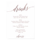Elegant Rose Gold Calligraphy Drink Menu Sign