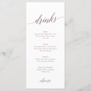 Elegant Rose Gold Calligraphy Drinks Menu Card