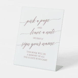 Elegant Rose Gold Calligraphy Leave a Note Pedestal Sign
