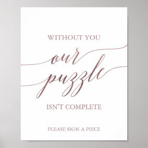 Elegant Rose Gold Calligraphy Puzzle Guestbook