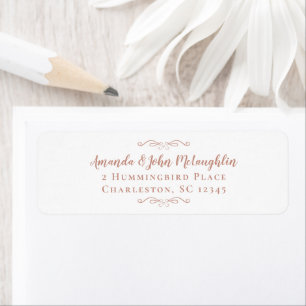 Elegant Rose Gold Calligraphy Return Address Chic