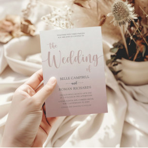 Elegant Rose Gold Calligraphy Script Wedding Inv Invitation
