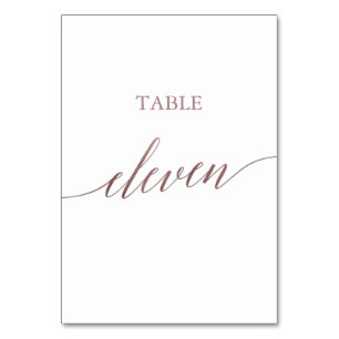 Elegant Rose Gold Calligraphy Table Eleven Number