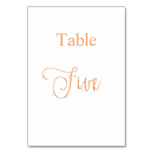 Elegant rose gold calligraphy table five 5 table number