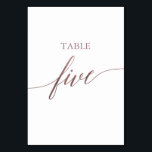 Elegant Rose Gold Calligraphy Table Five Table Number<br><div class="desc">This elegant rose gold calligraphy table five table number is perfect for a simple wedding. The neutral design features a minimalist card decorated with romantic and whimsical faux rose gold foil typography. The card prints on the front and back (double-sided). Other table numbers in the collection are sold separately. Please...</div>