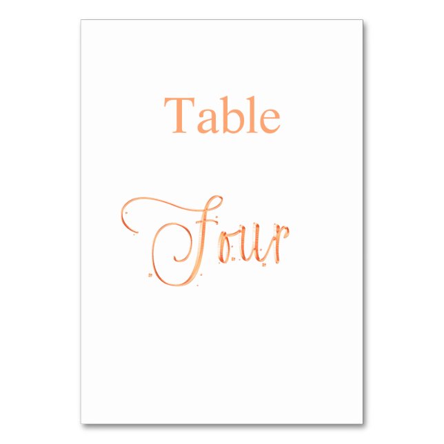 Elegant rose gold calligraphy table four 4 table number (Front)