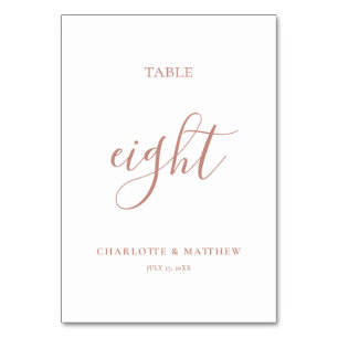 Elegant Rose Gold Calligraphy Table Number