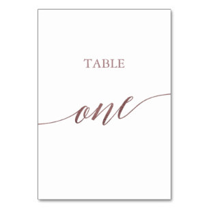 Elegant Rose Gold Calligraphy Table One Number