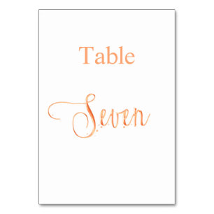 Elegant rose gold calligraphy table seven 7 table number