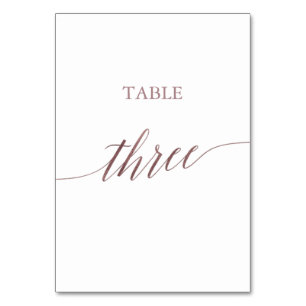 Elegant Rose Gold Calligraphy Table Three Number