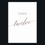 Elegant Rose Gold Calligraphy Table Twelve Table Number<br><div class="desc">This elegant rose gold calligraphy table twelve table number is perfect for a simple wedding. The neutral design features a minimalist card decorated with romantic and whimsical faux rose gold foil typography. The card prints on the front and back (double-sided). Other table numbers in the collection are sold separately. Please...</div>