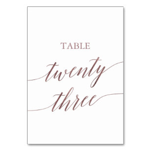 Elegant Rose Gold Calligraphy Table Twenty Three Table Number