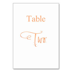 Elegant rose gold calligraphy table two 2 number