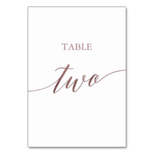 Elegant Rose Gold Calligraphy Table Two Number