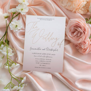 Elegant Rose Gold Calligraphy The Wedding Of  Foil